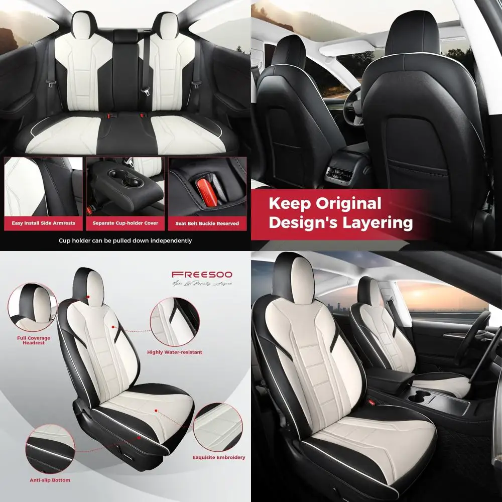 

Customized Seat Cover for Tesla Model 3 2017 2018 2019 2020 2021 2022 2023, Faux Leather Car Seat Cover Full Set Auto Seat Prote