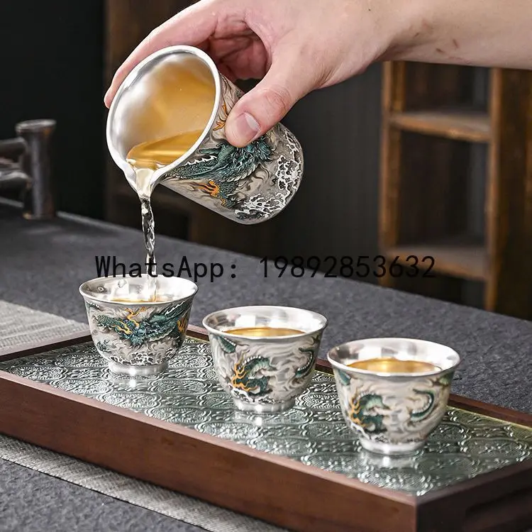 

Silver painted green dragon tea cup kung fu tea cup tea cup ceramic gilt health silver