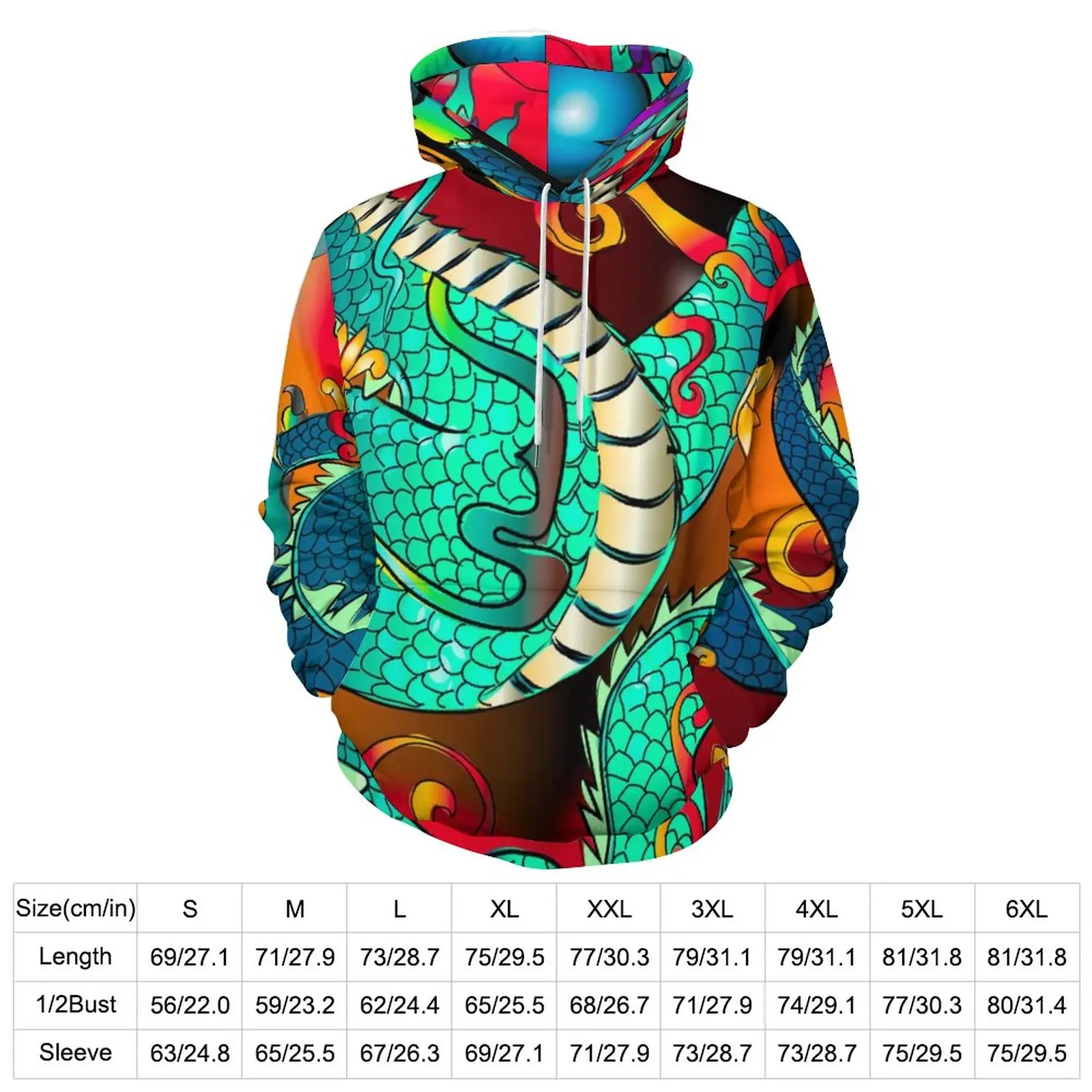 Green Chinese Dragon Casual Hoodies Man Dance Animal Print Modern Hooded Sweatshirts Autumn Long Sleeve Loose Oversized Hoodie