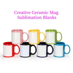 Candy Color Ceramics Mug Thermal Tranfer 11oz Coffee Tea Cup Sublimation Blank Coffee Mug For DIY Logo Image