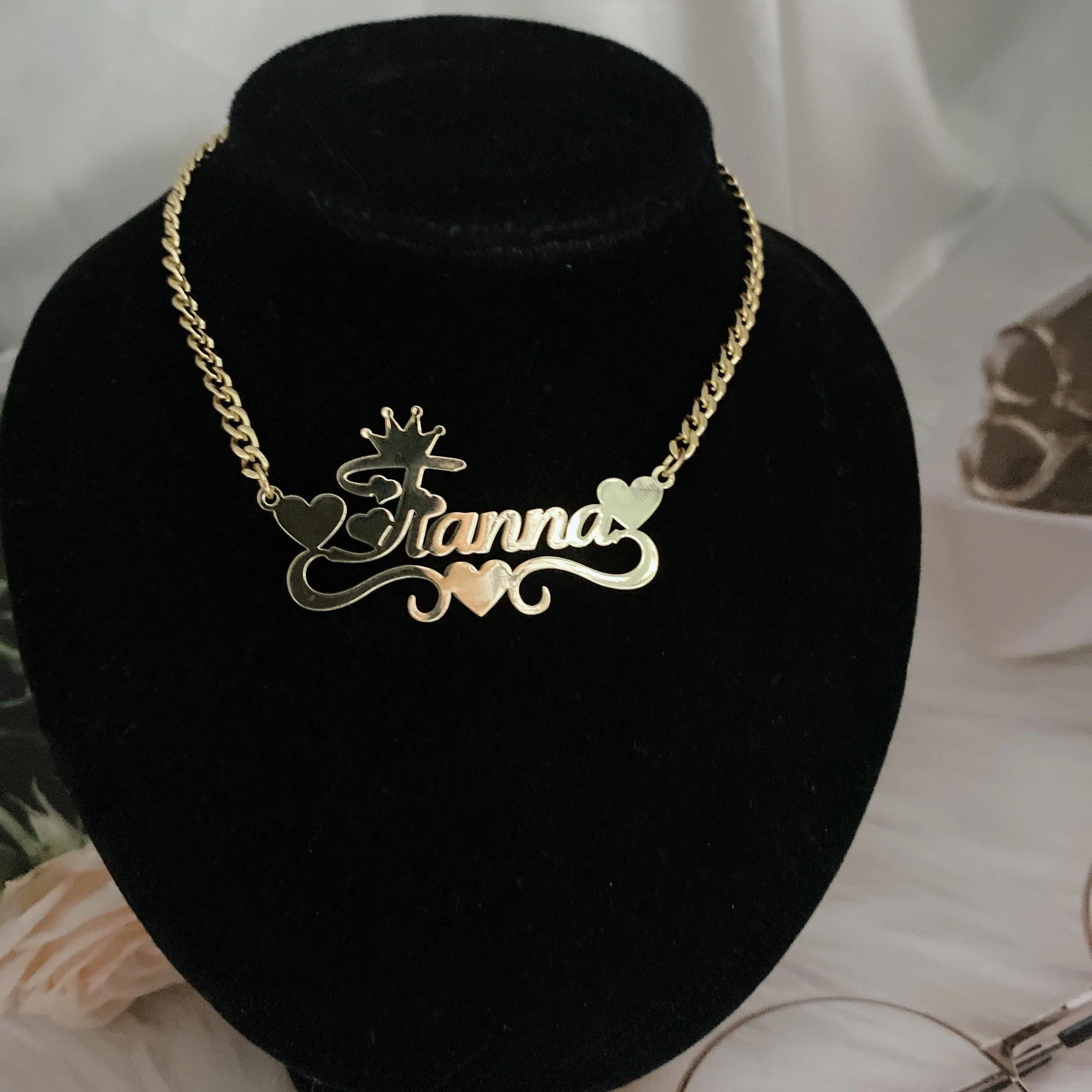 Crown Name Necklace Custom Name Heart Necklace Customized Necklace Name Necklace For Children Women Girlfriend Gift