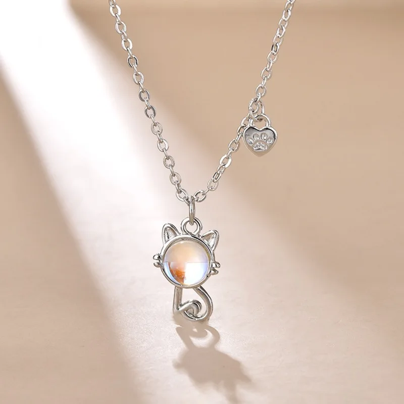 Bracelet Hand String Minsheng Moonstone Cat Necklace Women's Fresh Light Luxury Sweet Cool Ins Style Simple Fashion Design Sense
