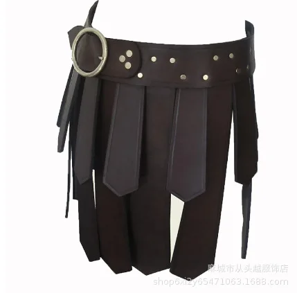 Medievale Viking Warrior PU Leather Waist grembiule Drama Performance Cosplay Party puntelli