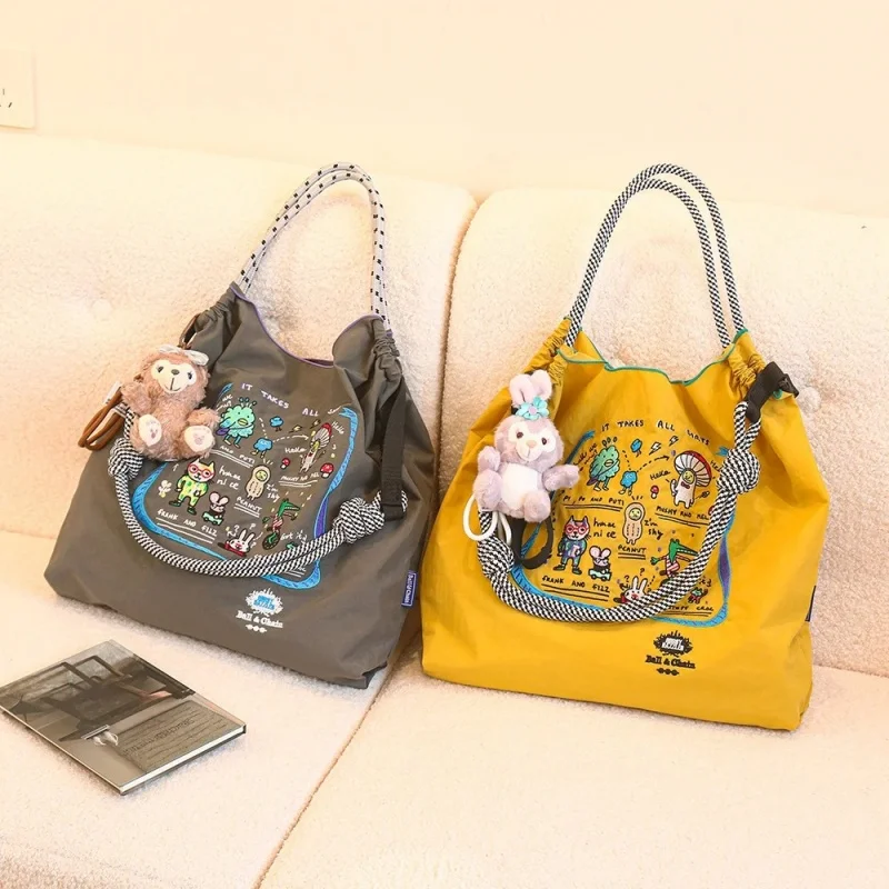 

New 2025 Japanese Sle Embroidered Nylon Bag Faionable Versatile Large Capaci Single oulder op Bag for Women