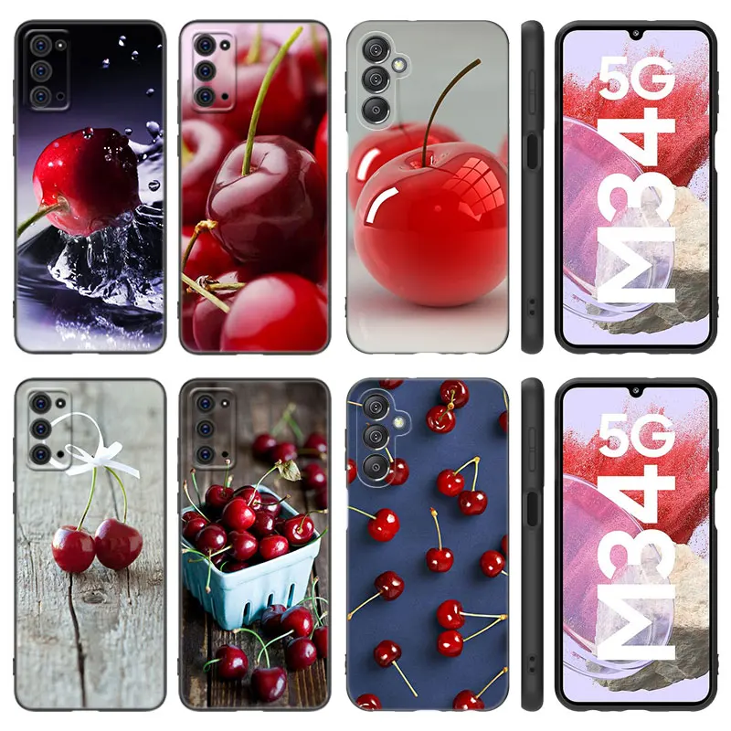 Red Cherry Summer Fruit Case For Samsung M30 M31 S Note 10 Lite 20 Ultra M04 M13 M32 4G M42 M52 M53 M54 5G M11 M12 M21 M22 M51