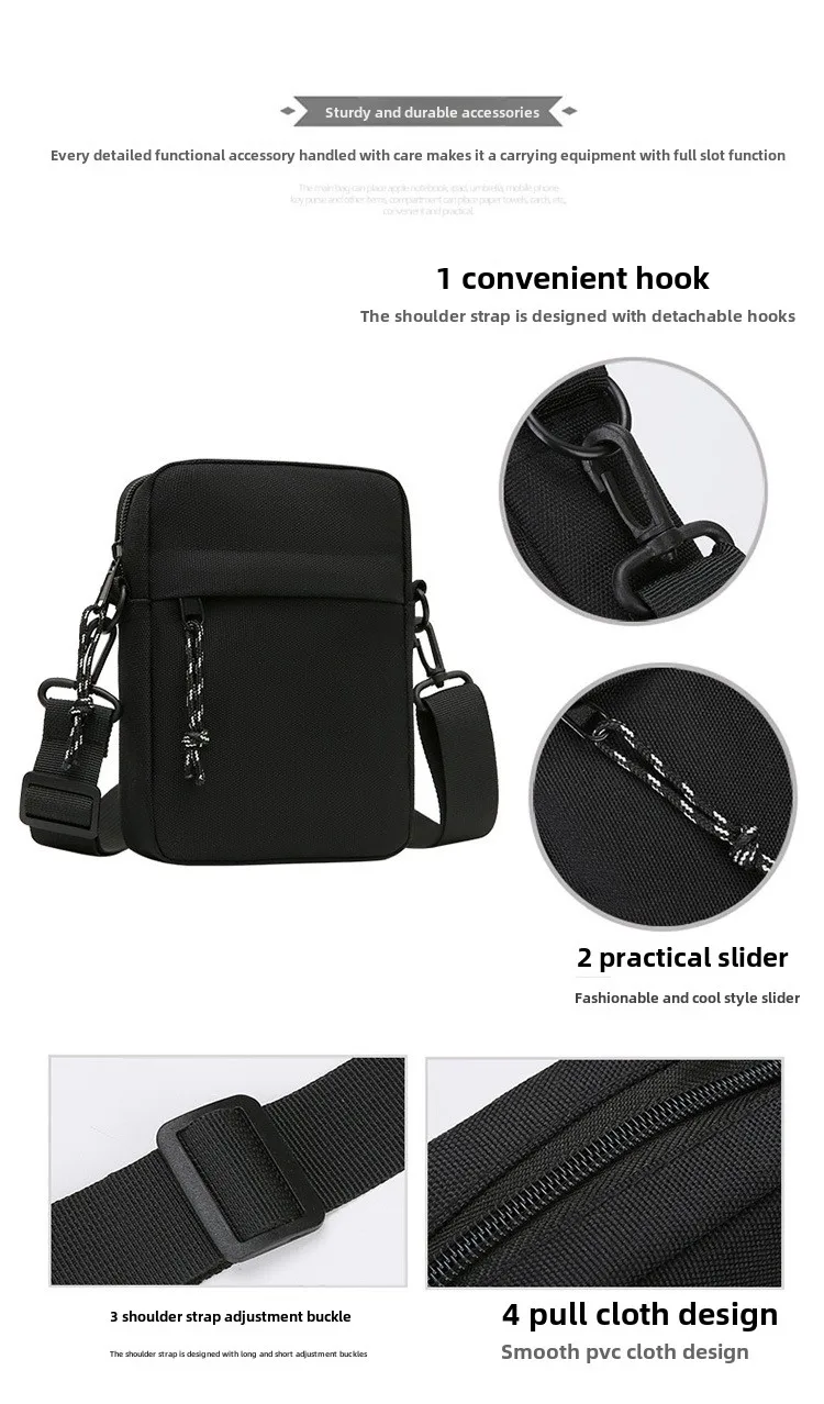 Fashionable and Trendy Shoulder Bag, Casual Commuting Mobile Wallet, New Daily Minimalist Oxford Cloth Crossbody Bag for Men