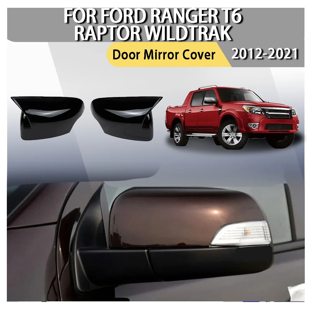 

Rearview Side Mirror Cover For Ford Ranger T6 Raptor Wildtrak 2012-2021 Wing Cap Exterior Door Rear View Case Trim Carbon Fiber