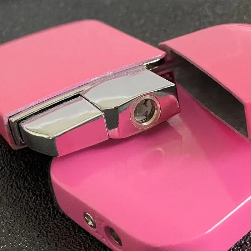 New Windproof Lighter Metal Inflated Creative Pink Flame Pocket Lighters Strong Fire Power Lighter Butane Gas Lighter ๏ผNo Gas๏ผ