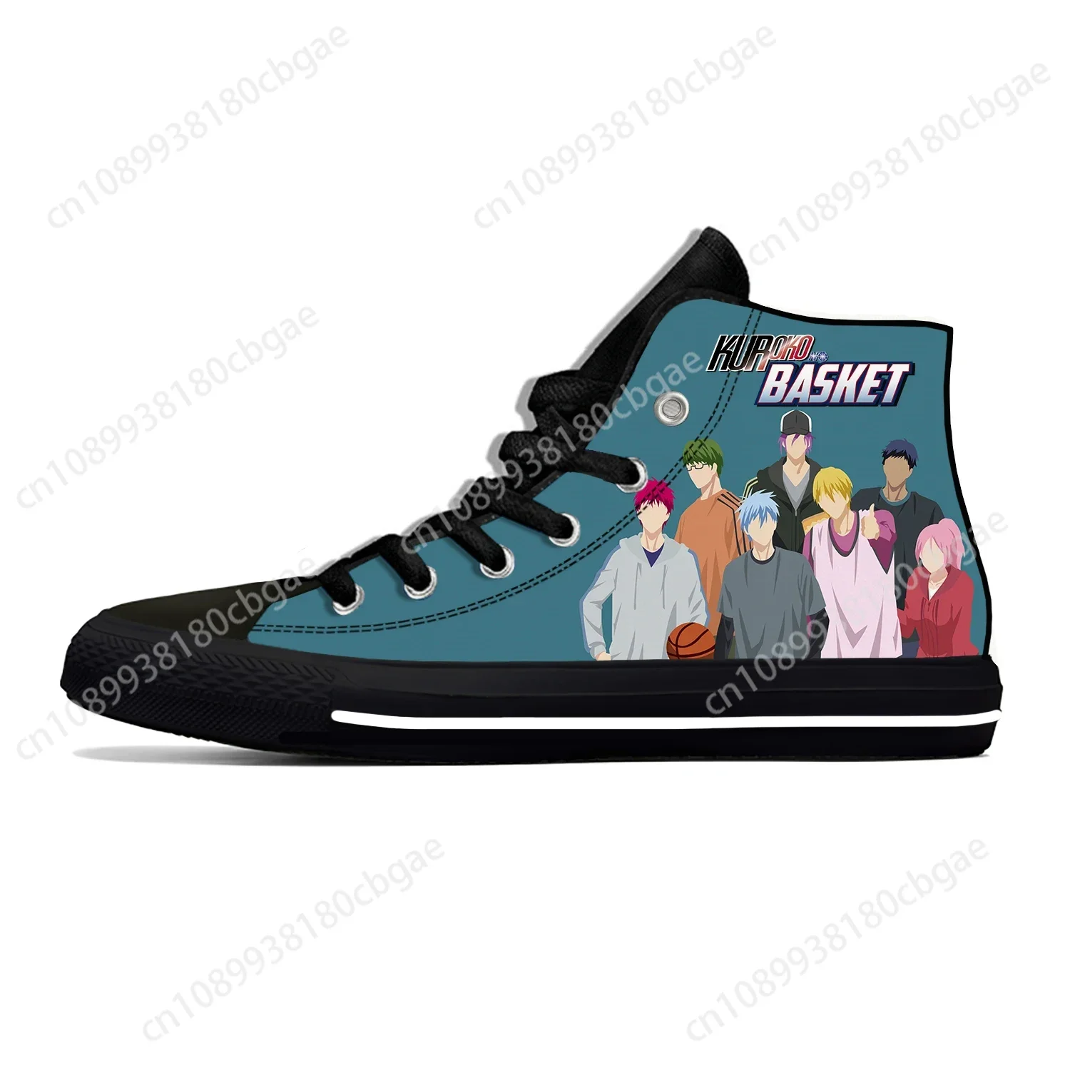 Hot Anime Kuroko geen Mand Lichtgewicht Doek 3D Print Grappige Mode Hoge Top Canvas Schoenen Heren Dames Casual Ademende Sneakers