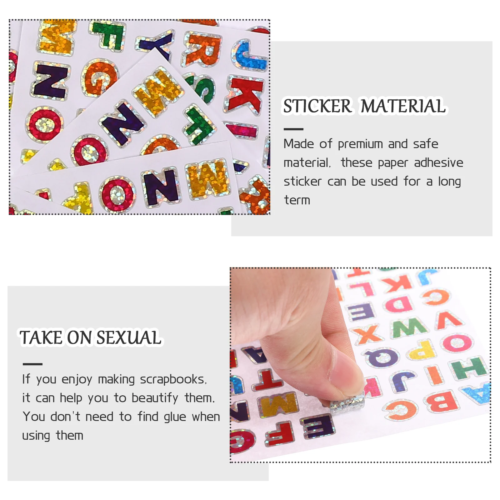 

100Pcs Glitter Letter Stickers Self-Adhesive Alphabet Decals Colorful Scrapbook DIY Decorative Stickers for Hand Accounts
