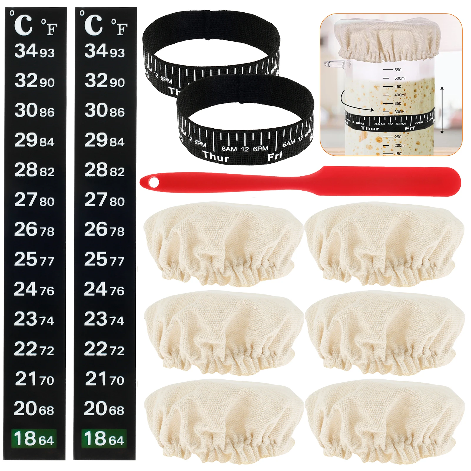 Cubiertas para tarros de arranque de masa fermentada, tela elástica, tapa para tarro de fermentación de masa fermentada, cubierta para tarro transpirable para hornear en la cocina, 6/7 Uds.