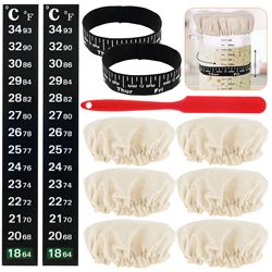6/7Pcs Sourdough Starter Jar Covers Elastic Cloth Sourdough Fermentation Jar Lid Cover Breathable Jar Cover for Kitchen Baking
