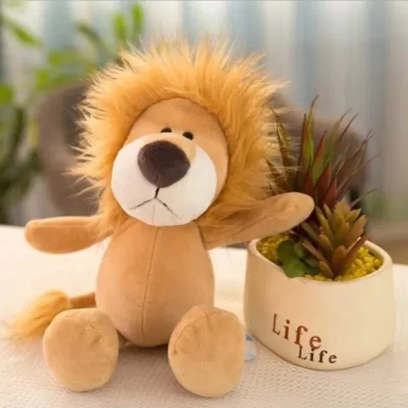 Kawaii Schattige 25Cm Knuffels Voor Kinderen Slapende Partner Jungle Dieren Poppen Olifant Hond Tijger Vos Leeuw Giraf Wasbeer Aap