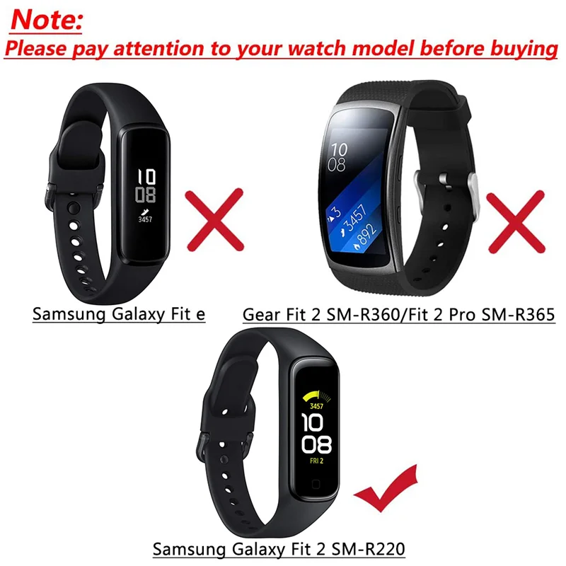 Bracelet en silicone pour Samsung Galaxy Fit 2 Bracelet de montre de sport de remplacement SM-R220 Correa pour Samsung Galaxy Fit 2 Bracelet de