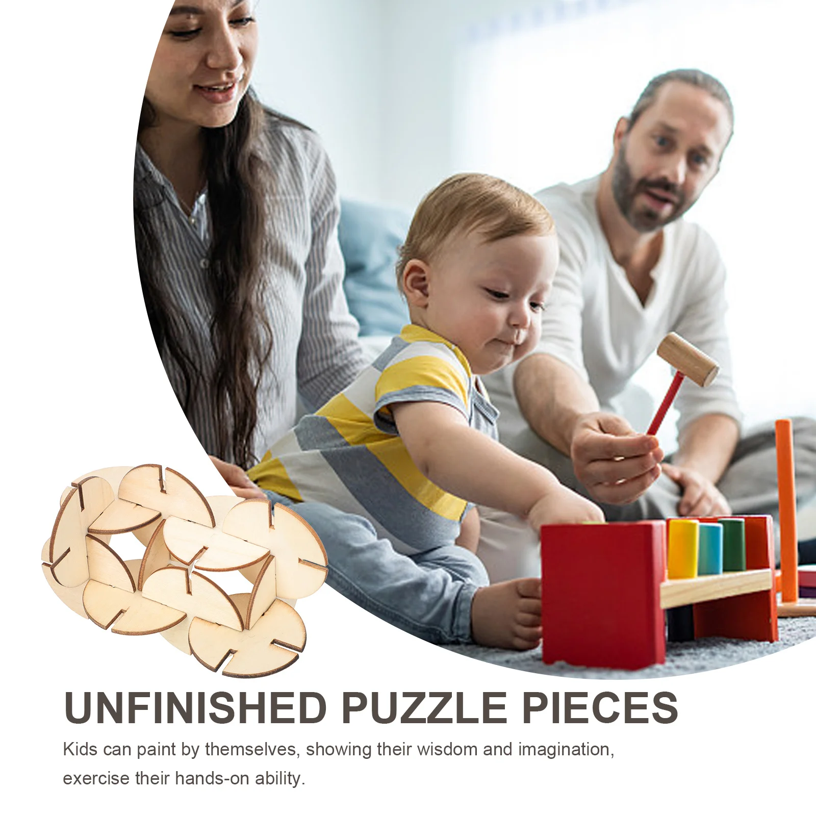 

DOITOOL 50 шт. незавершенные деревянные кусочки головоломок для поделок, детская развивающая игра, настольный забавный набор для занятий для мальчиков и девочек