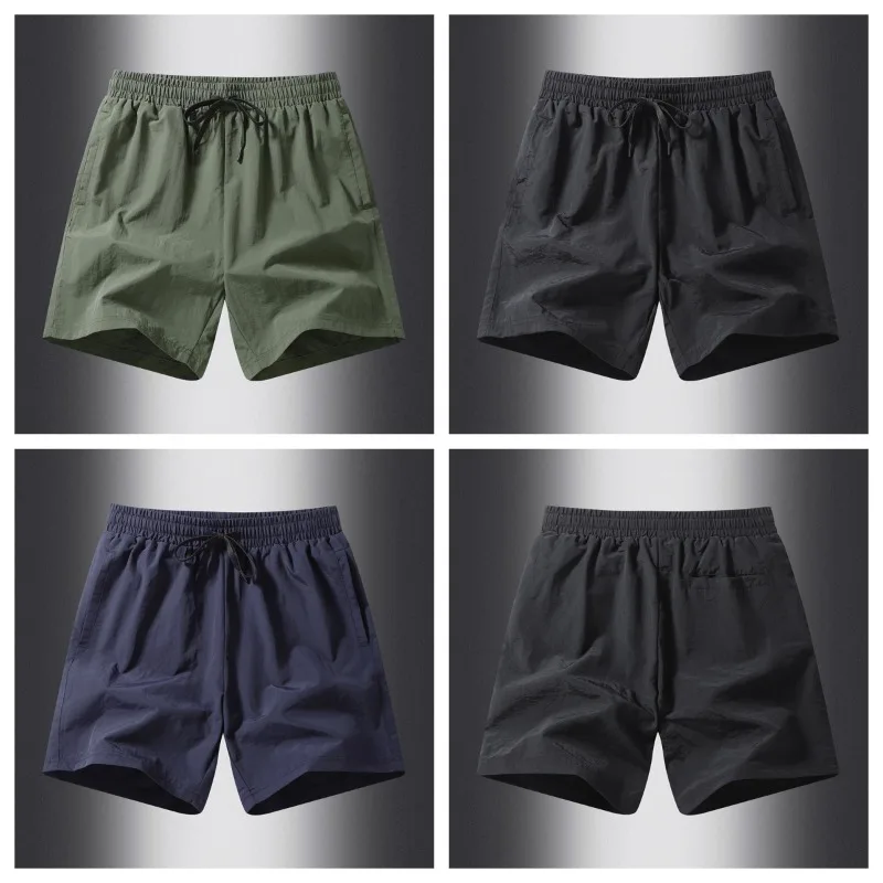 Men Outdoor Football Training Fashion Trend Ice Silk 5-point Shorts Summer Moisture Absorbing Quick Drying Sports Casual Shorts