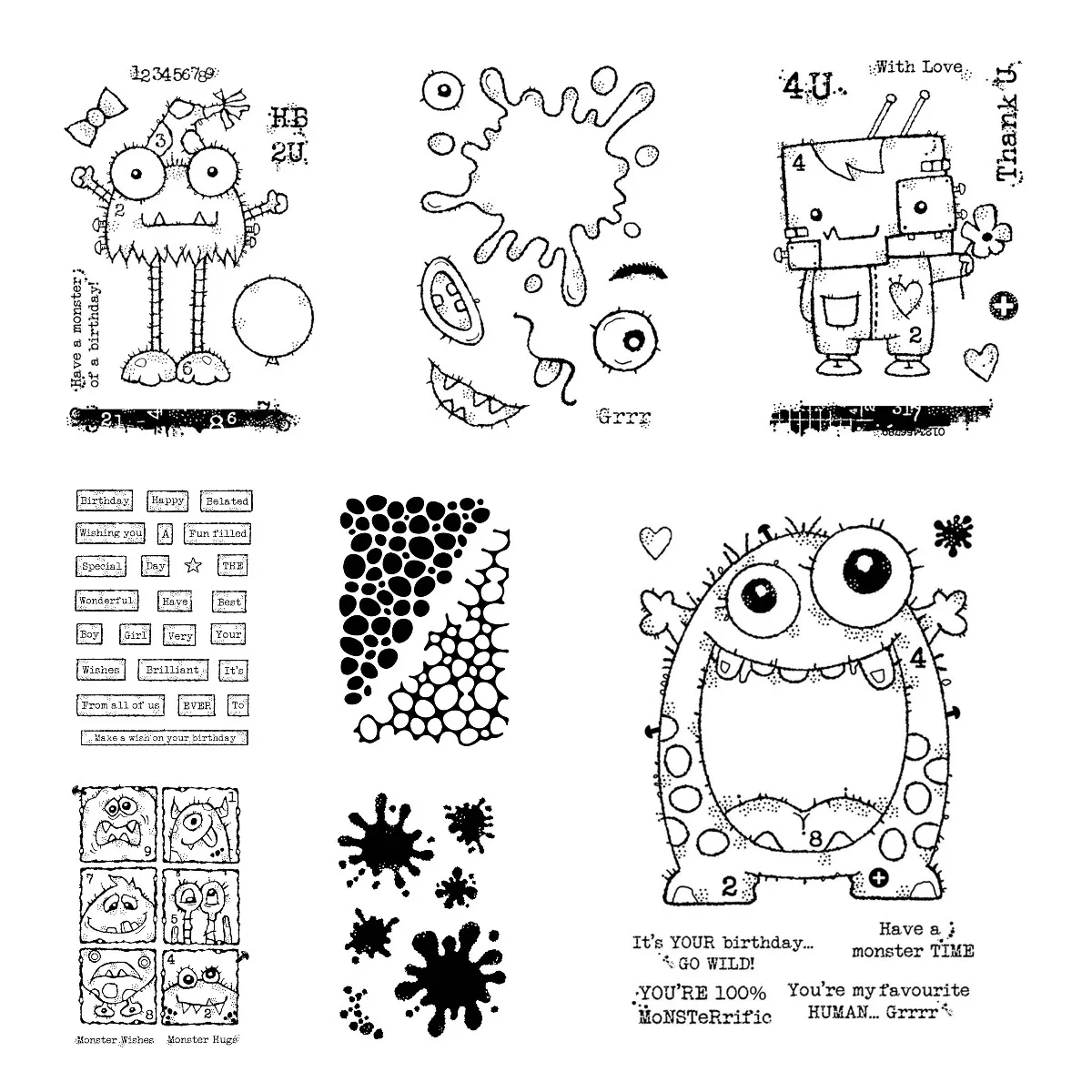 

Birthday Monster Layering Stencils New 2024 Clear Stamps Set Handmade DIY Scrapbooking Album Embossing Paper Card Drawing Mould