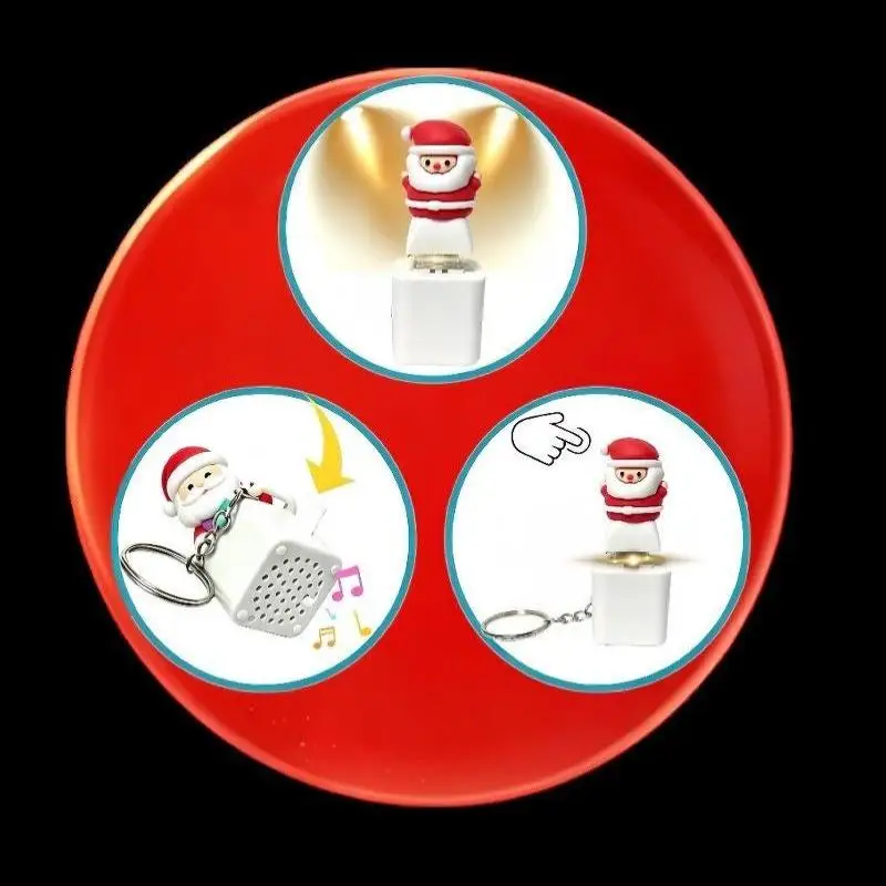 Weihnachts-Weihnachtsmann-Schlüsselanhänger mit Licht und Ton zur Stresslinderung, Niedlicher Leuchtender Stimmen-Schlüsselring, Kreatives Fidget-Spielzeug für Weihnachtsgeschenke – Detail 15