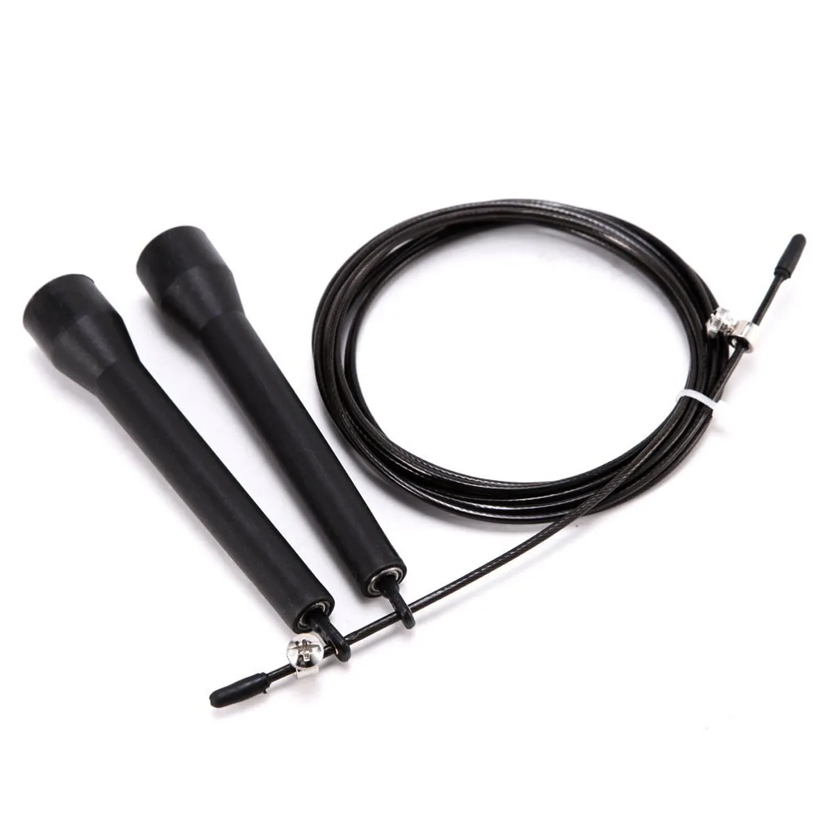 3m Black Adjustable Skipping Rope Durable PVC Steel Wire Handle Length Long High Ball Bearings