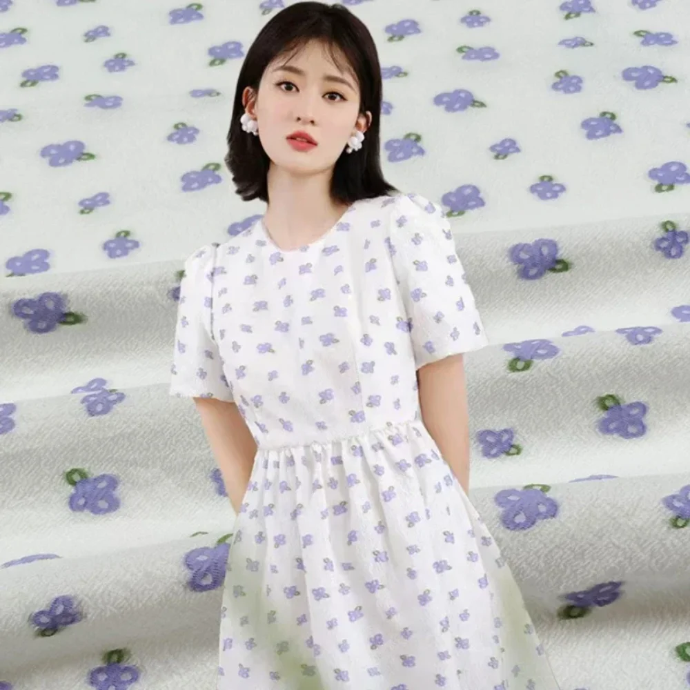 

Organza Jacquard Fabric Small Fresh Floral Spring Summer Thin Slightly Transparent Flower Princess Dress Breathable Cloth Sewing