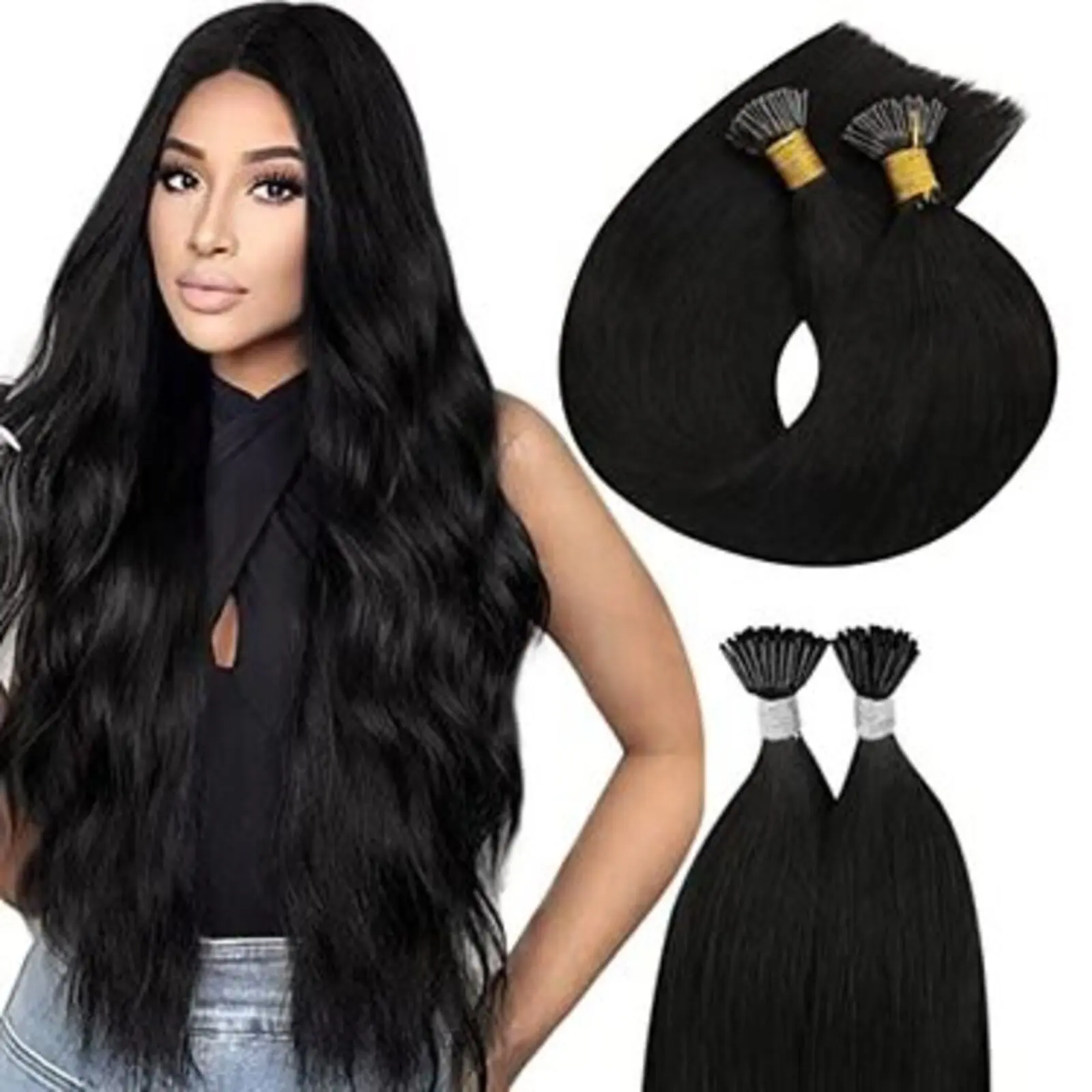 

YoungSee Virgin I Tip Human Hair Extensions Keratin Protein Brazilian Human Hair 14-24Inch 20G High Salon Quality For Woman