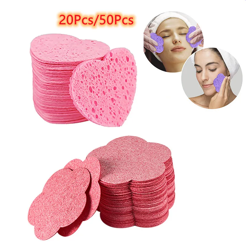 20PCS/50Pcs Face Cleaning Sponge Pad for Exfoliator Mask Facial SPA Massage Makeup Removal Thicker Compress Natural Cellulose