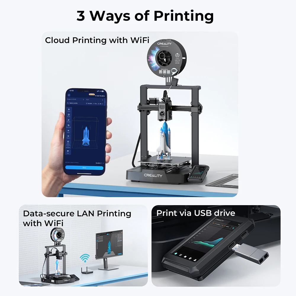 طابعة Creality Ender-3 V3 KE ثلاثية الأبعاد، طباعة عالية السرعة، درجة حرارة عالية، تسوية تلقائية FDM، آلة طباعة ثلاثية الأبعاد