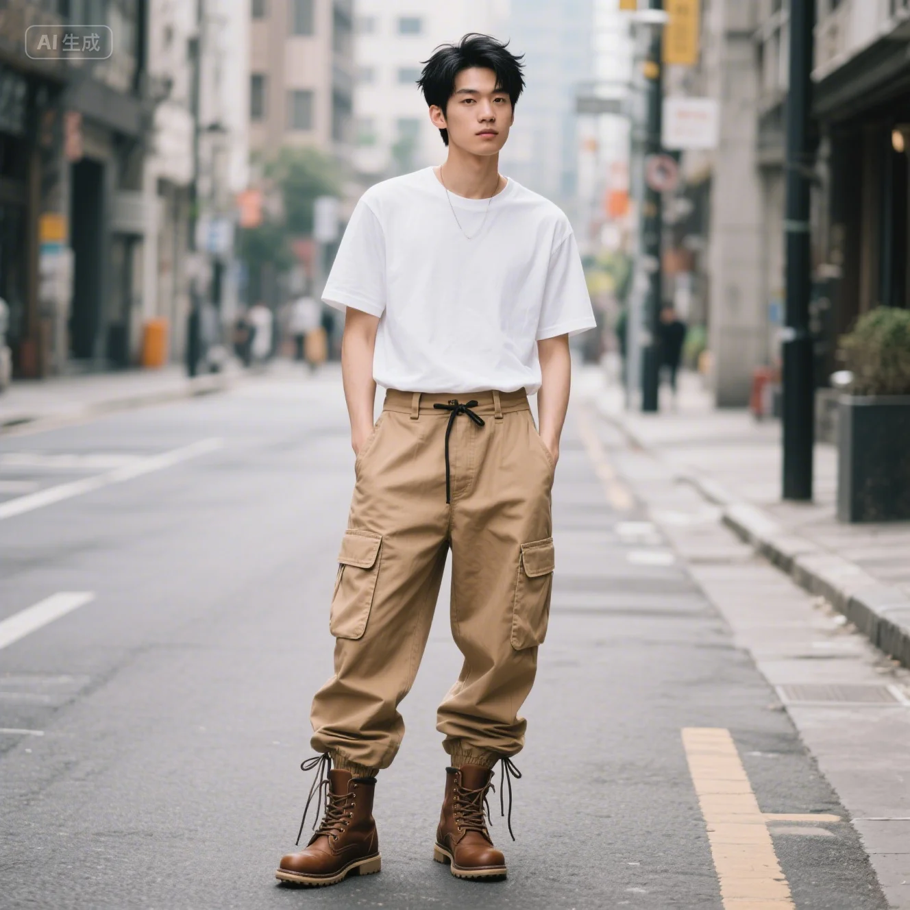 

Hip Hop New Men's Cargo Pants Casual Hit Color Multiple Pockets Trousers Streetwear Ribbons Techwear Sweatpants ﻿