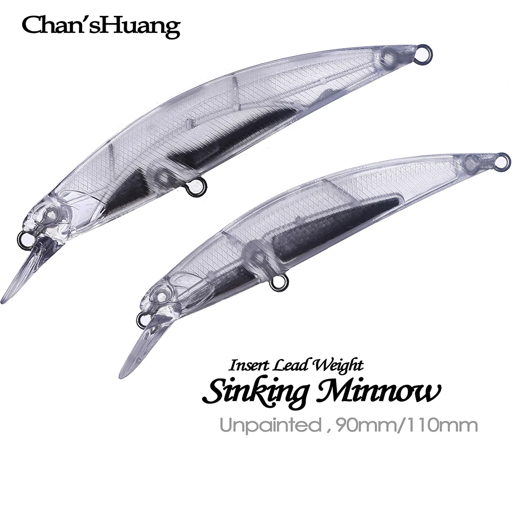 Chan’sHuang 20PCS Unpainted Blanks Bait Sinking Minnow Wobbler Jerkbait DIY Handmade Artificial Fishing Lure Tackle