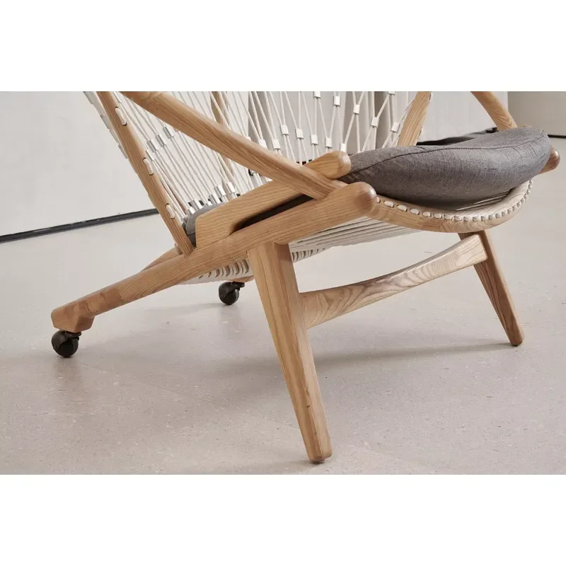 Garden Teak Lounge Chair Outdoor Patio Modern Solid Teak with Wheel Leisure Chair Outdoor Teak Chair