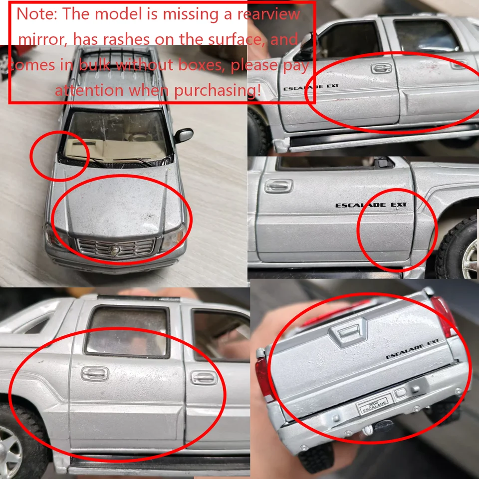 WELLY Flawed Cadillac 2002 Escalade EXT Pickup Truck Alloy Model