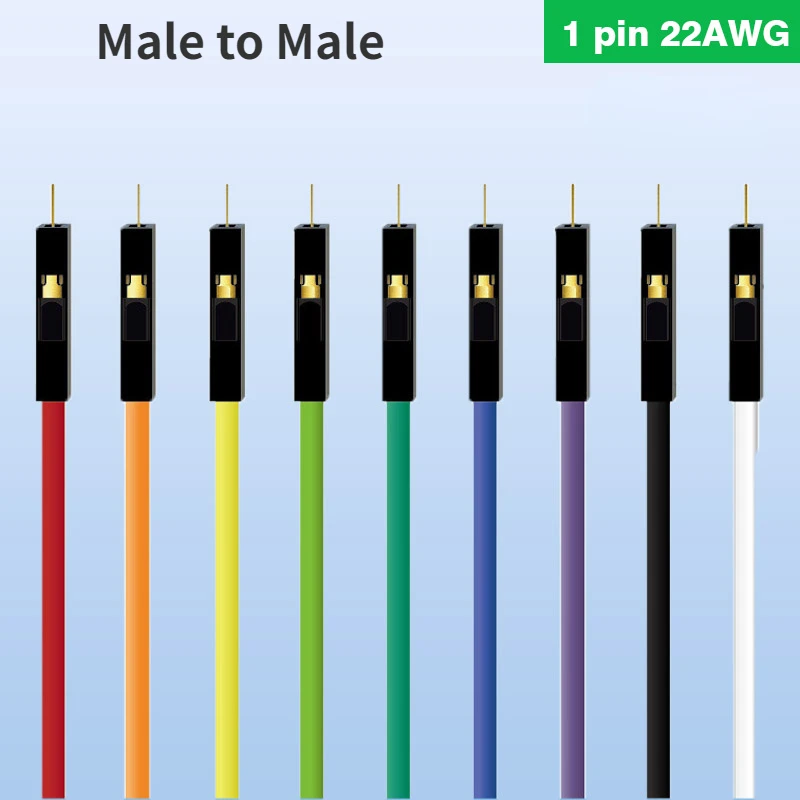 High-End 1P 22AWG Soft Silicone Dupont Jumpers Wire Cable Connector 2.54mm Pitch Male Male Gold-Plated 10/20/30/50cm for Arduino