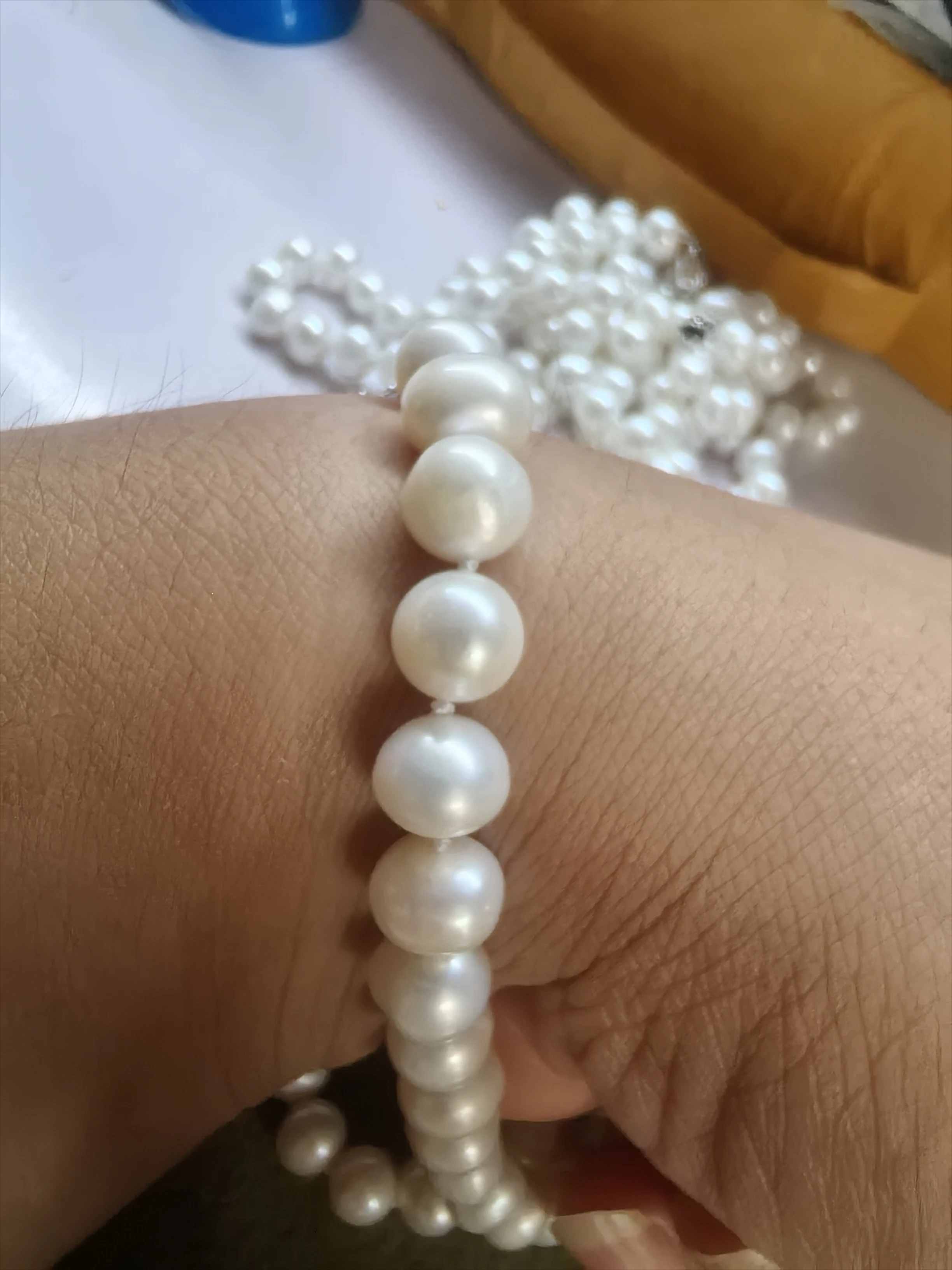 Natural Pearl Necklace Akoya AAA 6-7mm Round Pearl Earring Bracelet Necklace Set 20 Inches * * * 925s view 3