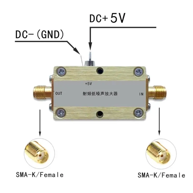 652F Versterkermodule met laag geluidsniveau, 17dB Hoge winst Metalen 50 MHz-4 GHz breedband radiofrequentieversterkermodule