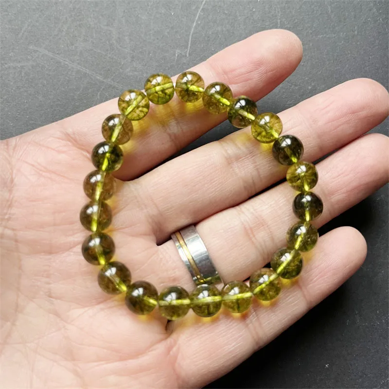8MM Green Olivne Quartz Bracelet Natural Stone Jewelry Noble Peridot Exquisite Beaded Hand Chain Women Male Female Creative