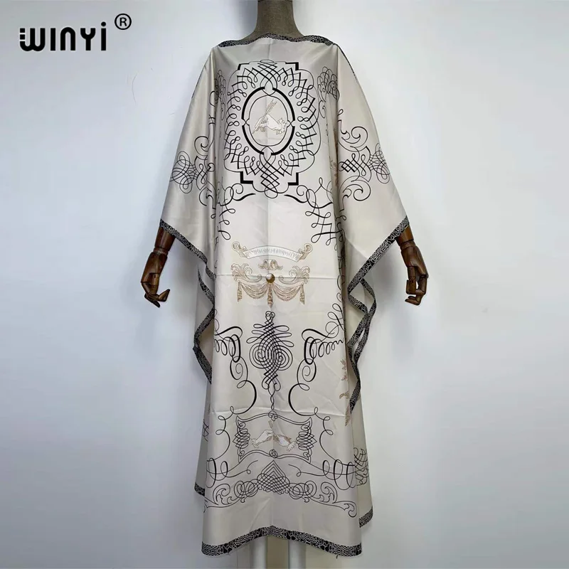 2022 WINYI boho Dress Print Bohemia Hijab Loose elegante musulmano Abaya Bazin Robe Gown Broder Riche Sexy Lady Party maxi beach