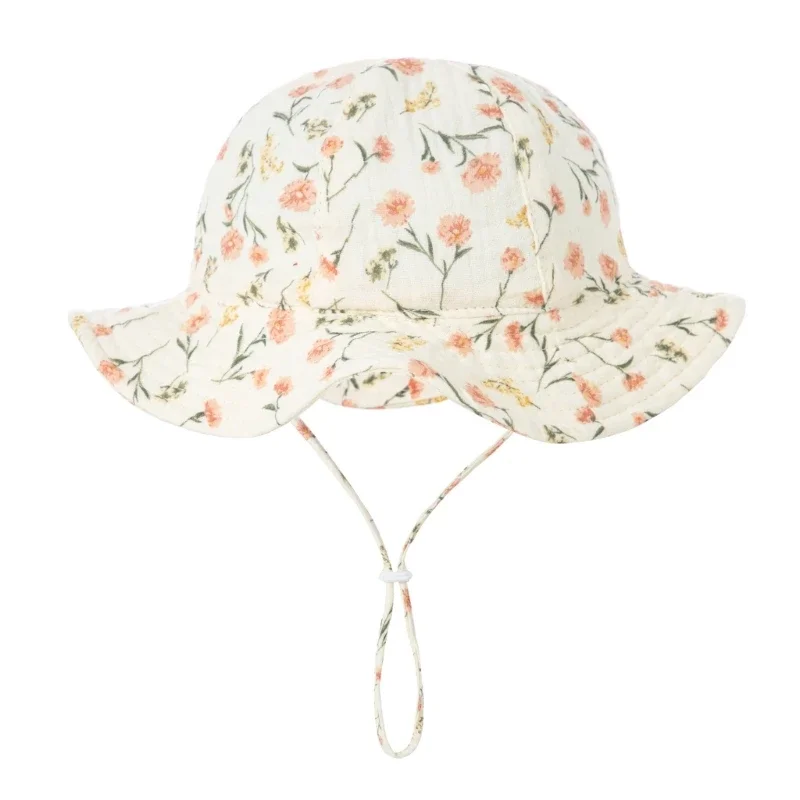 3-12M Baby Sun Hat Fashion Bucket Hat Anti-Wind Sun Protective Panama Hat for Girl Infant Boys Girl Fisherman Hat