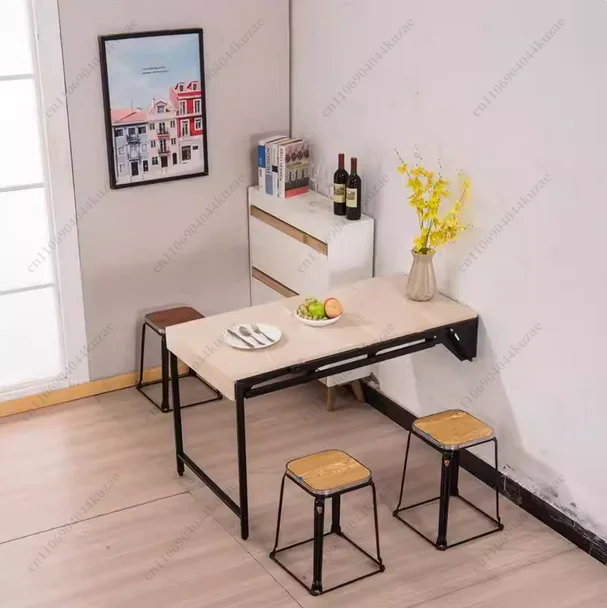 FMT Small Apartment Wall-mounted Telescopic Folding Table - Multifunctional for Dining, Balcony & Hanging Flower Stand