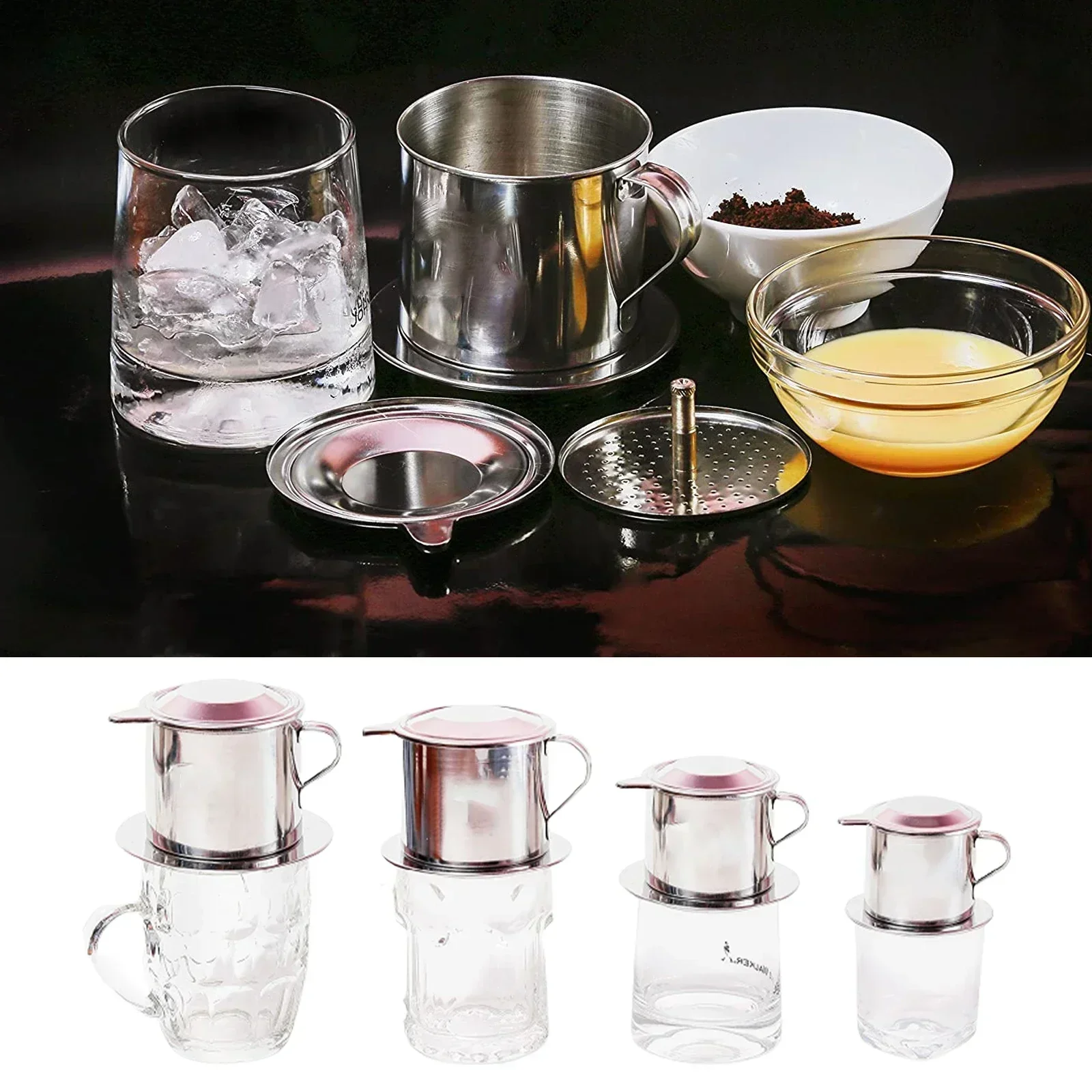 Vietnamese Coffee Filter Stainless Steel Vietnamese Style Coffee Dripper Maker Pot Infuse Cup Portable Coffee Drip Filter