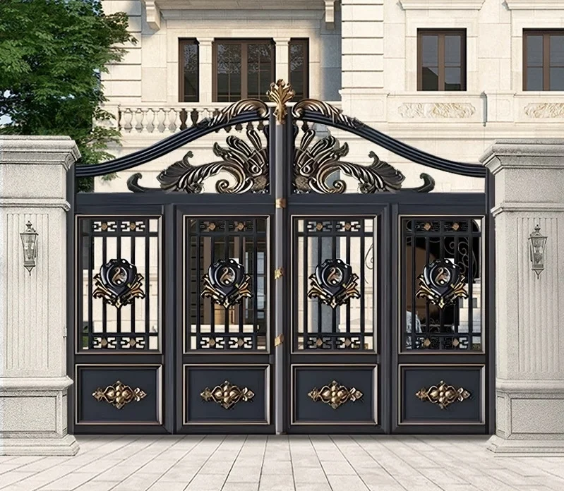 European Modern Luxurious Aluminum Villa Gate Custom Weatherproof Outdoor Manor Garden Courtyard Decorative Entry Gate