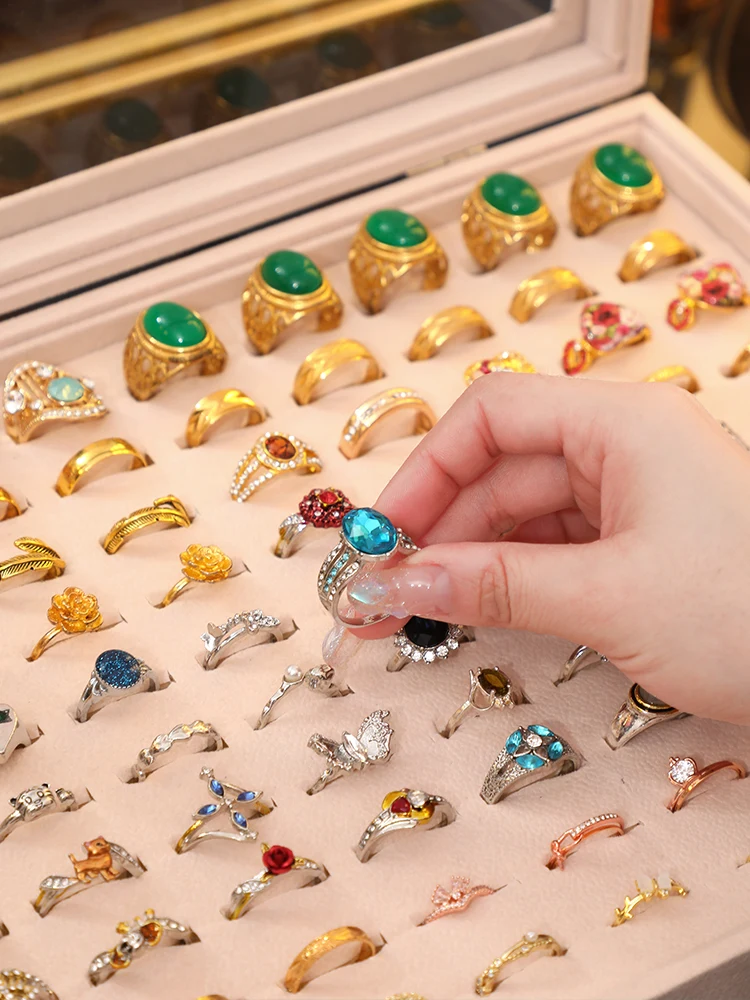 Covered Velvet Hundred-digit Ring Box Storage Box Large-capacity Jewelry Box Pair of Ring Boxes Jewelry Box Stall Display Box