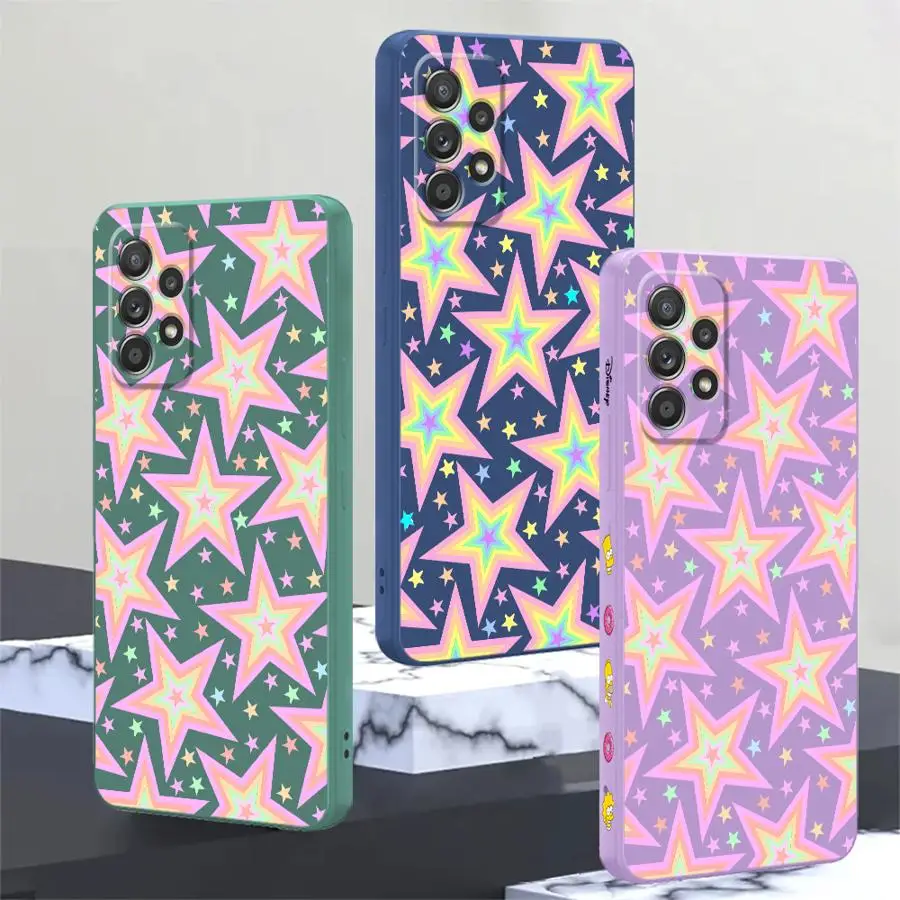 Cute Colored Five-pointed Star Case for Samsung Galaxy A13 A14 A36 A26 A24 A16 A35 A51 A22 A52 A15 A11 A12 A34 Phone Cover 