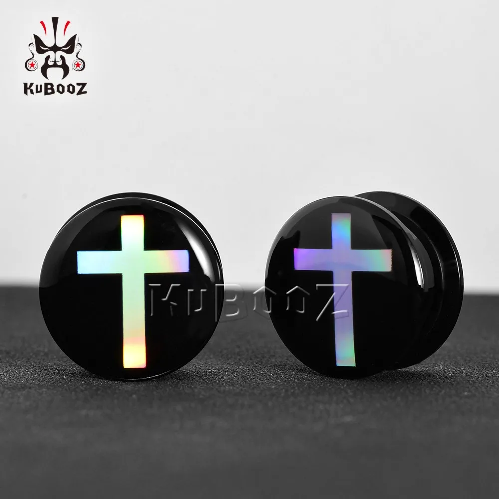 KUBOOZ Klasyczne Akrylowe Tunele do Uszu 2SZT Rozciągacze Ekspandery Rozmiary Biżuteria do Ciała Kolczyki Piercing - Wzór z Efektem Odbicia — zdjęcie 3