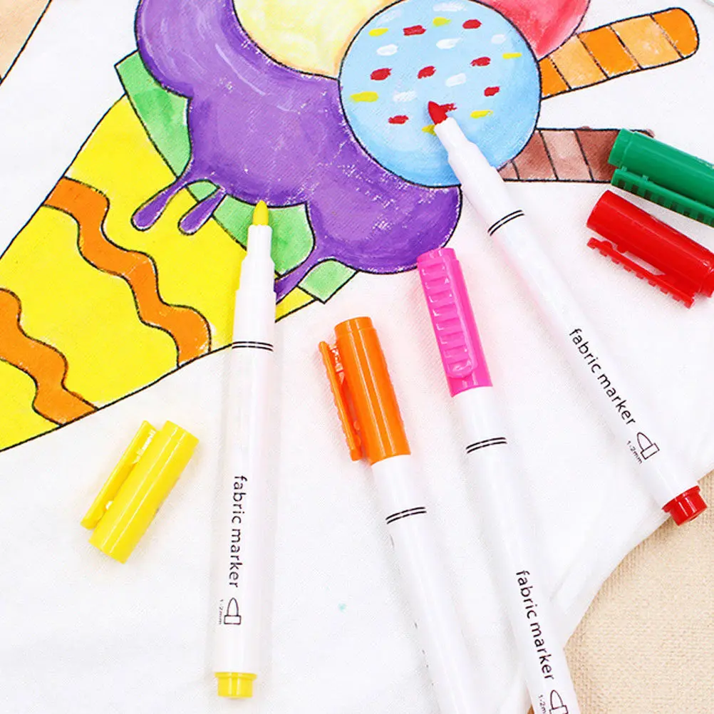 

8Pcs Fabric Cloth Marker Pen Colorful Fadeless Quick Drying DIY Graffiti Painting Marker for T-Shirt Art Craft