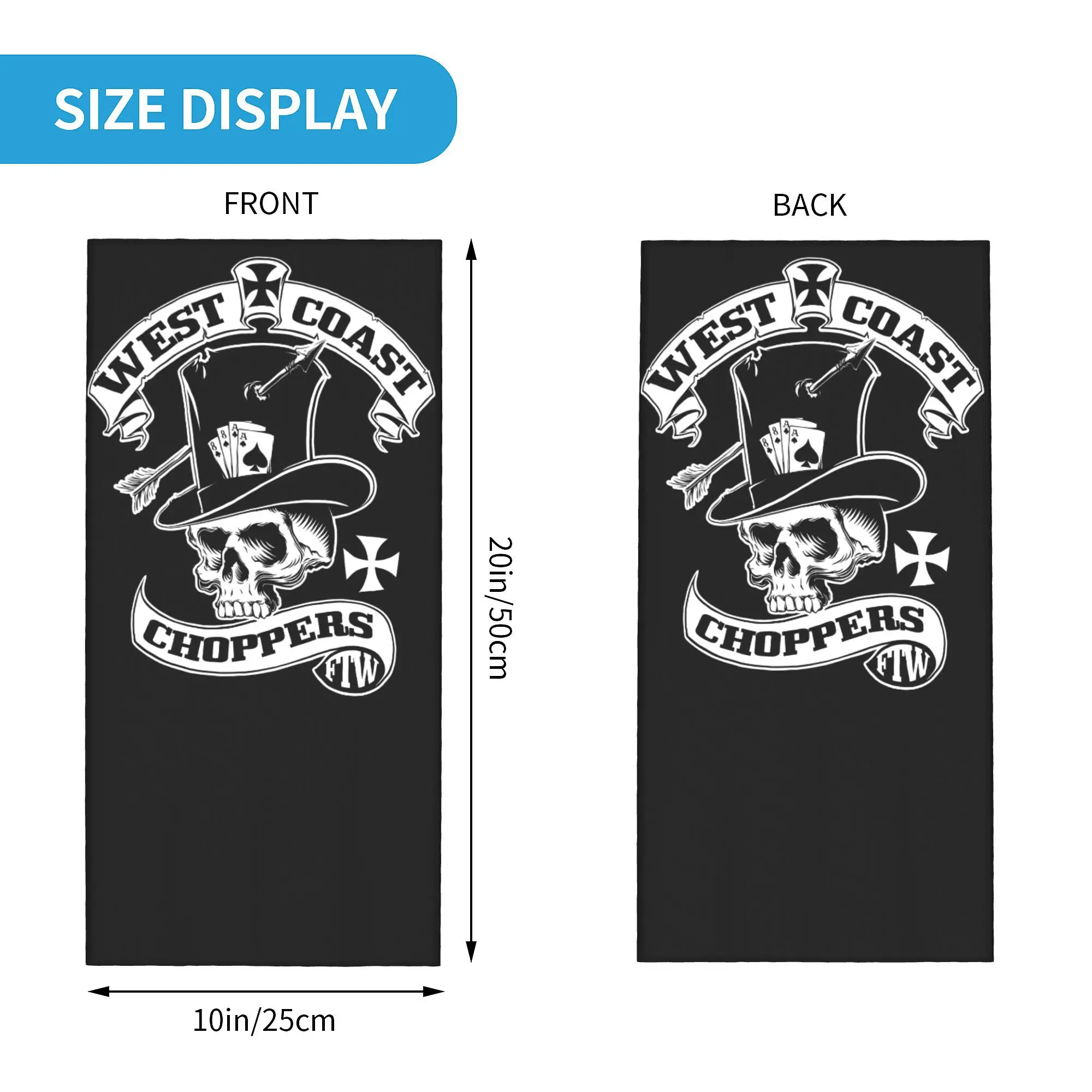 Custom West Coast Iron Skull Choppers Cross Bandana Winter Neck Warmer Women Windproof Wrap Face Scarf Hiking  Gaiter Headband