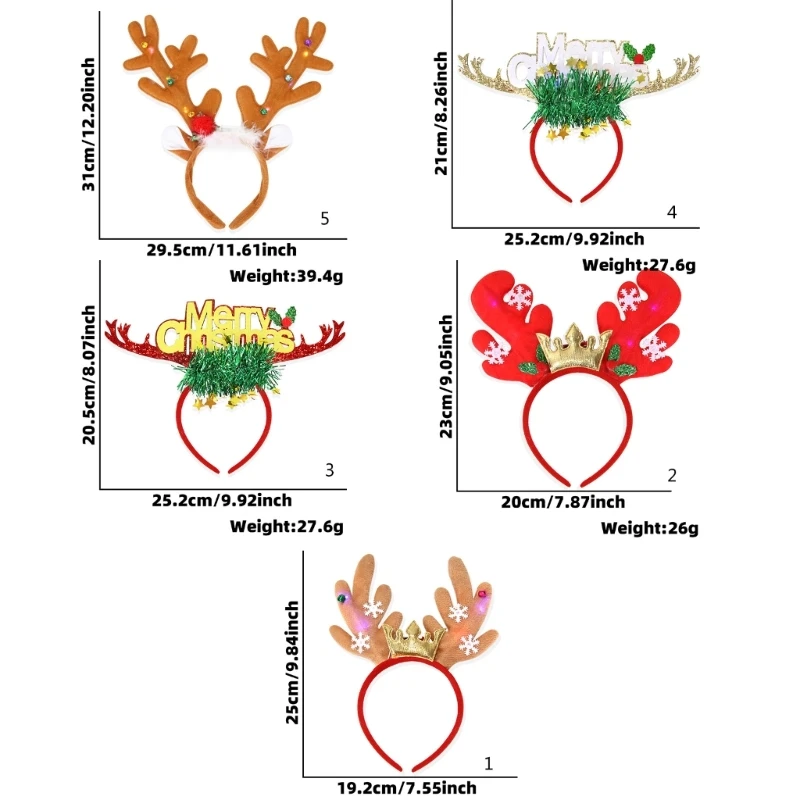 Light Up Festival Dekoracyjna opaska na głowę kształcie renifera Akcesoria świąteczne Opaska do włosów