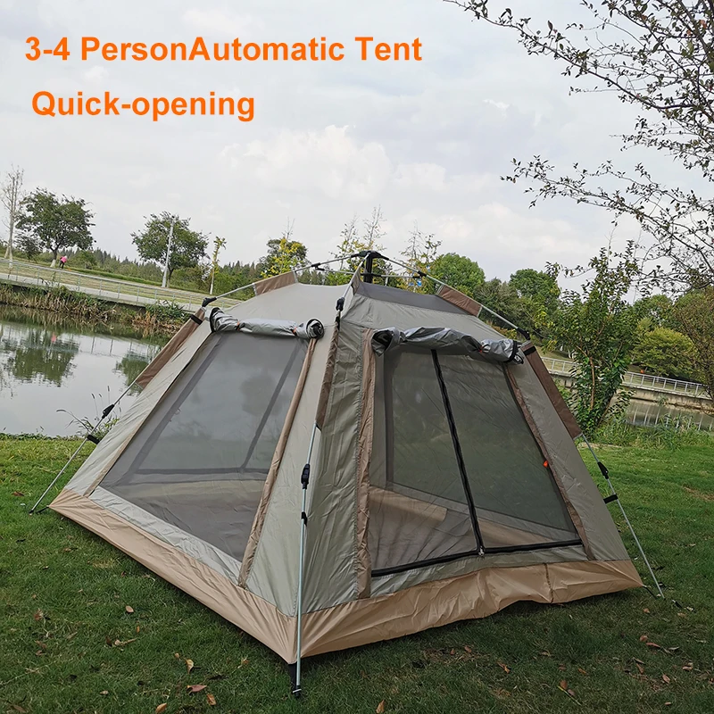 

Waterproof Windproof Instant Automatic Pop-Up Tent For 3-4 People Portable Foldable For Hiking Mountaineering Family Outdoor