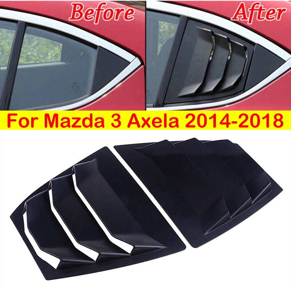 

For Mazda 3 Axela 2014-2018 Car Rear Louver Window Side Shutter Cover Trim Sticker Vent Scoop ABS Carbon Fiber Black Accessories