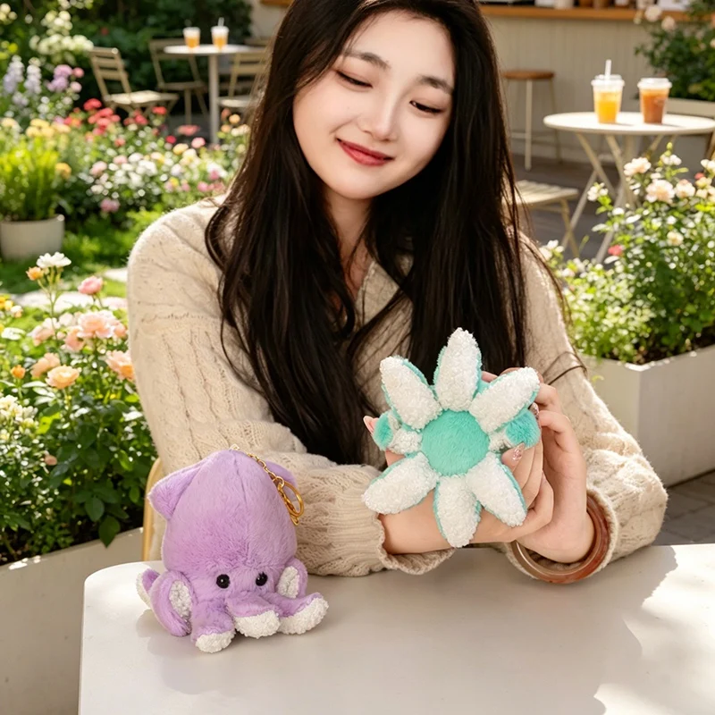 10CM Cartoon Plüsch-Oktopus Schlüsselanhänger Meerestier Stofftier Anhänger Lustiges Kleines Geschenk