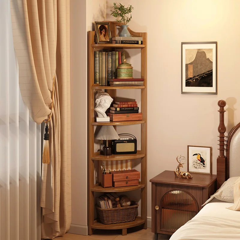 AOLIVIYA Corner Bookcase Cabinet Library Shelves Desk Bookshelf Storage Rack Triangle Floor Display Organizer Stand
